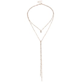 Wendalern Layered Satellite Choker Necklace Boho Bra Chain Body Chain Gold Y Lariat Necklace Long Tassel Chest Chain Beach Bikini Body Chain Jewellery for Women and Girls