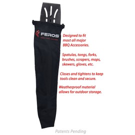 FEROS BBQ Tool Cover/BBQ Accessory Set Cover - Weather-Resistant Cover for Spatula, Tongs, scrapers, thermometers, Brushes, mops, etc. Similar to Grill Cover but for Tools!