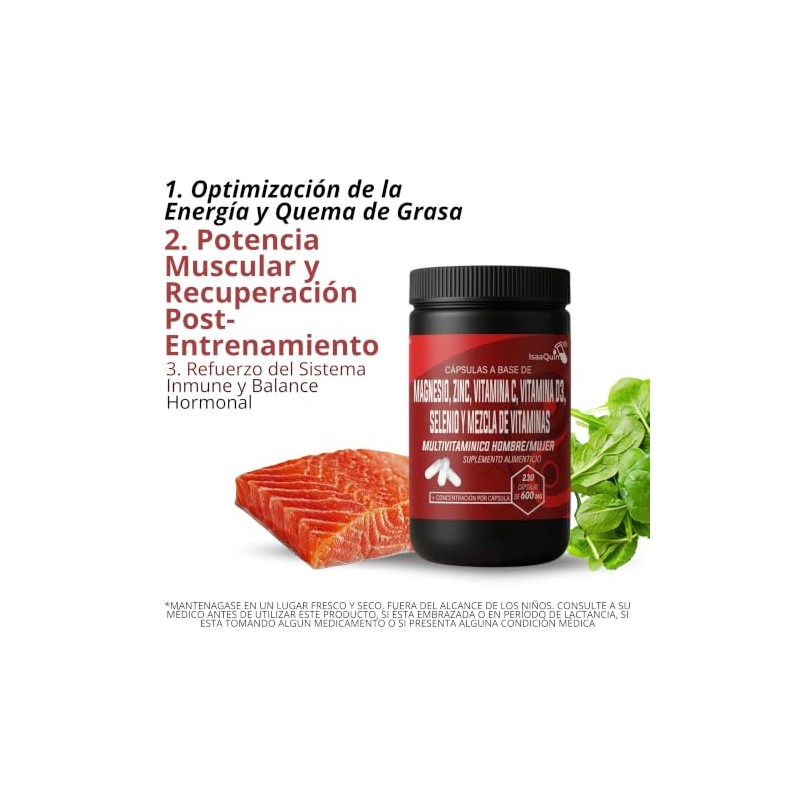 Multivitamínico Hombre/Mujer con Magnesio, Zinc, Vitamina C, Vitamina D3 y