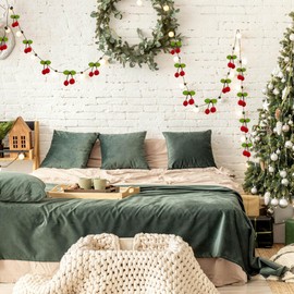 20pcs Red Cherry Ornaments for Christmas Tree, Felt Cherry Shaped Hanging Ornaments Pendants for Christmas Tree Decorations