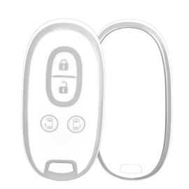 [OFF WE GO] Suzuki Smart Key Case Compatible with Suzuki Wagon R Stingray Custom Solio MA15S Alto Spacia Palette Every Wagon Key Cover TPU Made Lightweight 4 Button Key Case - White Silver
