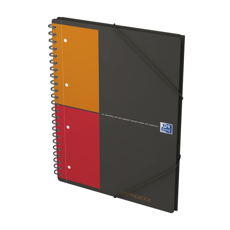 Oxford Meetingbook International A4, kariert, 160 Seiten, mit Gummizugmappe und