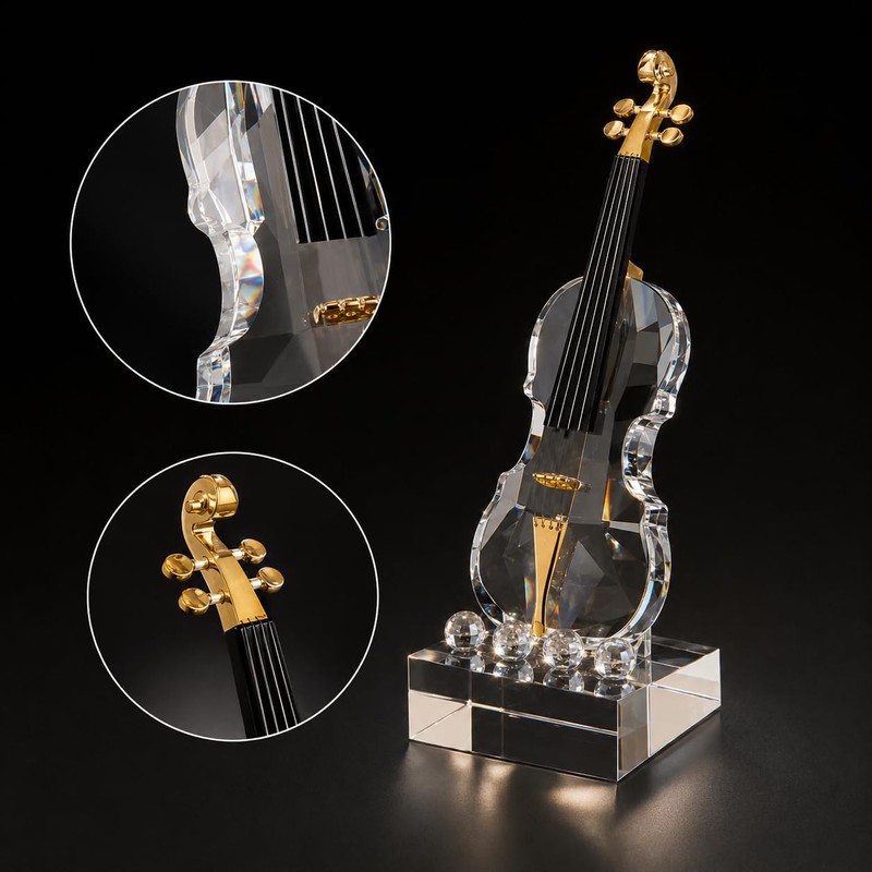 K9 Crystal Violin Figurine, 9.8-Inch Gift for Music Lovers