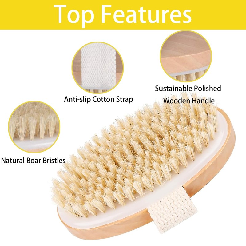 2Pcs Premium Maple Wood Dry Brushing Body Brush for Skin