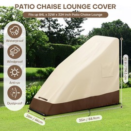 Zero Gravity Chair Cover Outdoor Folding Lawn Lounge Chair Covers 420D Oxford Waterproof Patio Furniture Protector for Folding Recliner - Beige (58x26x44 Inches)