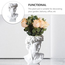 STOBOK Desk Decor Pencil Holder Mini Flower Pots David Sculpture Pen whaite david sculpture david bust statue resin stationary holder Holder Resin Makeup Ceramic Vase Desk Decor Pencil Holder
