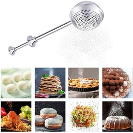 Silver 304 Stainless Steel Flour Powder Filter Spoon, Baker Dusting Wand For Sugar Flour Spices, Flour Sugar Powder Spoon Kitchen Tools Baking Sifters Baking Tools and Accessories