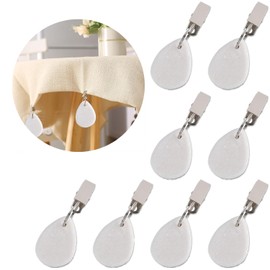 8 Pieces of Tablecloth Weights, Outdoor Tablecloth Weights, Tear Drop Marble tablecover Weights, Tablecloth Pendant, Stone Table Scale, Family Dining Table Decoration, Metal clotheslinger (White)