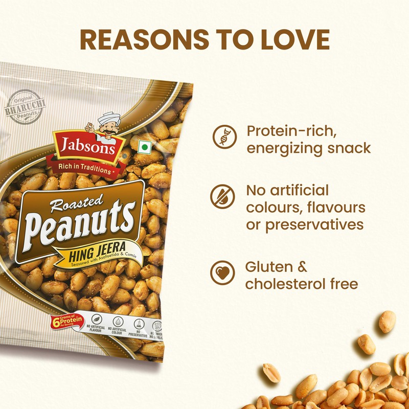 Jabsons - Roasted Peanuts Hing Jeera, 140g (Pack of 6)