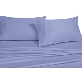 Royal Tradition Solid 600 Thread Count, 100-Percent Cotton Queen Bed Sheets Set (Periwinkle) Breathable, Deep Pocket, 4 Piece Sheet Set
