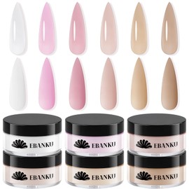 EBANKU Acrylic Powder Set of 6, 10g/0.35oz Acrylic Powder Professional Acrylic Nail Powder for Nail Acrylic Extension, Nail Carving, Long-Lasting, No Nail Lamp Needed (Jelly Nude Set 6 Colors)