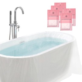 Fampery 5 PCS Disposable Bathtub Liner - Plastic Travel Bathtub Cover Liner - Portable Leak-Proof, Large Thickened Tub Liners for Bathtubs for Home, Hotel, SPA, Individually Packaged (102 X 47 Inch)