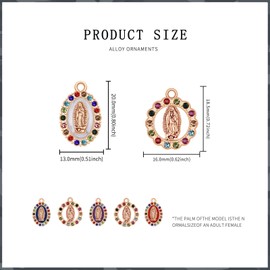 36Pcs Catholic Virgin Mary Charms Alloy Inlay Rhinestones Round Our Lady Miraculous Medal Charms Pendants For DIY Rosary Beads Necklace Bracelet Earrings Pendants Charms Jewelry Making, Enamel Zinc Rhinestone, Rhinestone