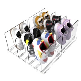 Copidrum - Soporte transparente para zapatos para niños pequeños, paquete de 2 unidades, ahorro de espacio, organizador de almacenamiento, organizador apilable, organizador de clóset, organizador para