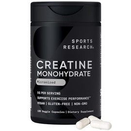 Sports Research® Cápsulas de Monohidrato de Creatina - Apoya la recuperación de entrenamiento, ganancia de músculo magro, rendimiento y fuerza* - Sin 