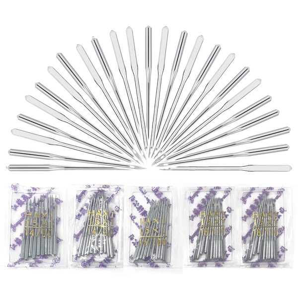 50 Pack of Sewing Machine Needles, 5 Assorted Sizes (HA