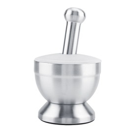Stainless Steel Mortar Pestle Beans Garlic Spices Foodstuffs Grinder Kitchen Tool with Lid