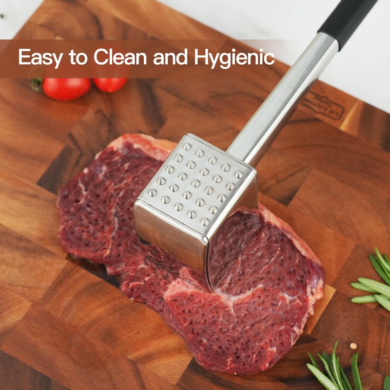Meat Tenderizer, 304 Stainless Steel Meat Hammer, Heavy Duty Kitchen