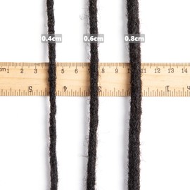 Teresa 8 Inch 0.8cm Width Loc Extension Human Hair Natural Black 60 Strands Full Hand-made Permanent Locs Extensions Can Be Dyed and Bleached for Men/Women/Kids Real Dreadlock Extensions Human Hair