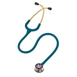 3M Littmann 3M Littmann Classic II Pediatric Stethoscope, 2153, Stainless Steel Rainbow-Finish Chestpiece, 28" Caribbean Blue Tube, Brass Stem, and Headset