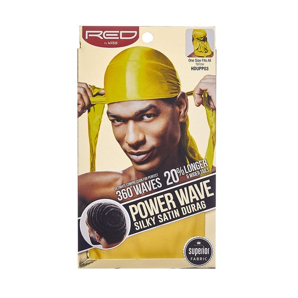 Red By Kiss Power Wave Silky Satin Durag Extra Long Tails, Yellow
