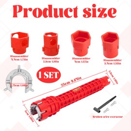 pcsfoe Tap key, 14-in-1 tap wrench, standing tap wrench, suitable for supply nuts, shut-off valves, supply line nuts, tap nuts