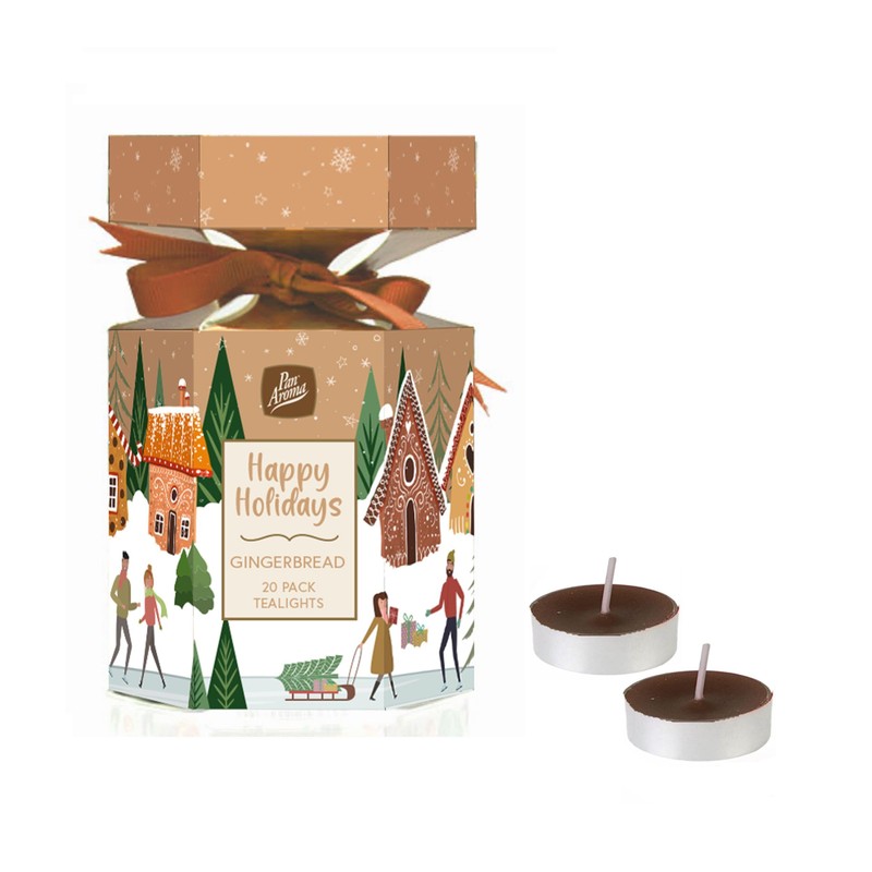 Pan Aroma 20 Christmas Scented Tea Light Candles Cracker Happy
