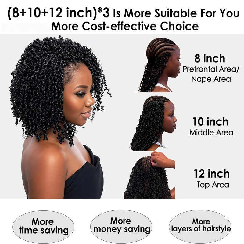 Scanbos Yanky Twist Crochet Hair - (8+10+12 Inch)*3,Total 9 packs
