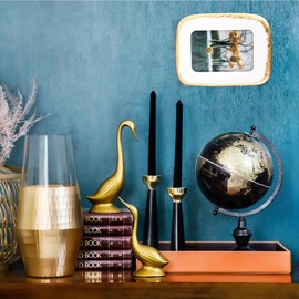 ZIHARA 4x6 Picture Frame, Ornate Photo Frame, Hand-Crafted Resin Table Frame, Hanging Frames with Easel, Hook & Mat, for Table Top & Wall Gallery (White Gold)