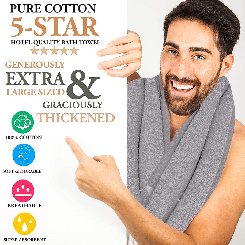 Bath Towels 600gsm Zero Twist Cotton | 1 Pack 70x120cm
