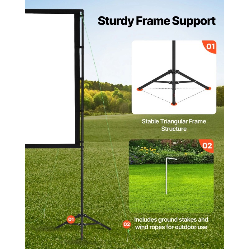 VEVOR Tripod Projector Screen with 2 Stands 100 Inch 160°