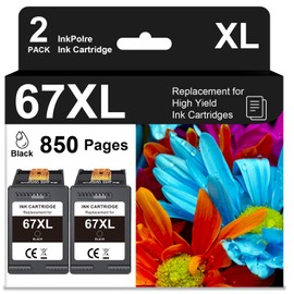 Printer Ink 67 Black Replacement for HP Ink 67 67 XL Black Ink for for DeskJet 2755e 2855e 4155e 2700 2800e 4255e 2855e 4100e Envy 6055e 6000 6555e 6455e (2 Black)