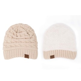 ViGrace Kids Winter Knit Hat Warm Fleece Lined Hats Children Cable Baby Beanie Skull Cap for Girls Boys