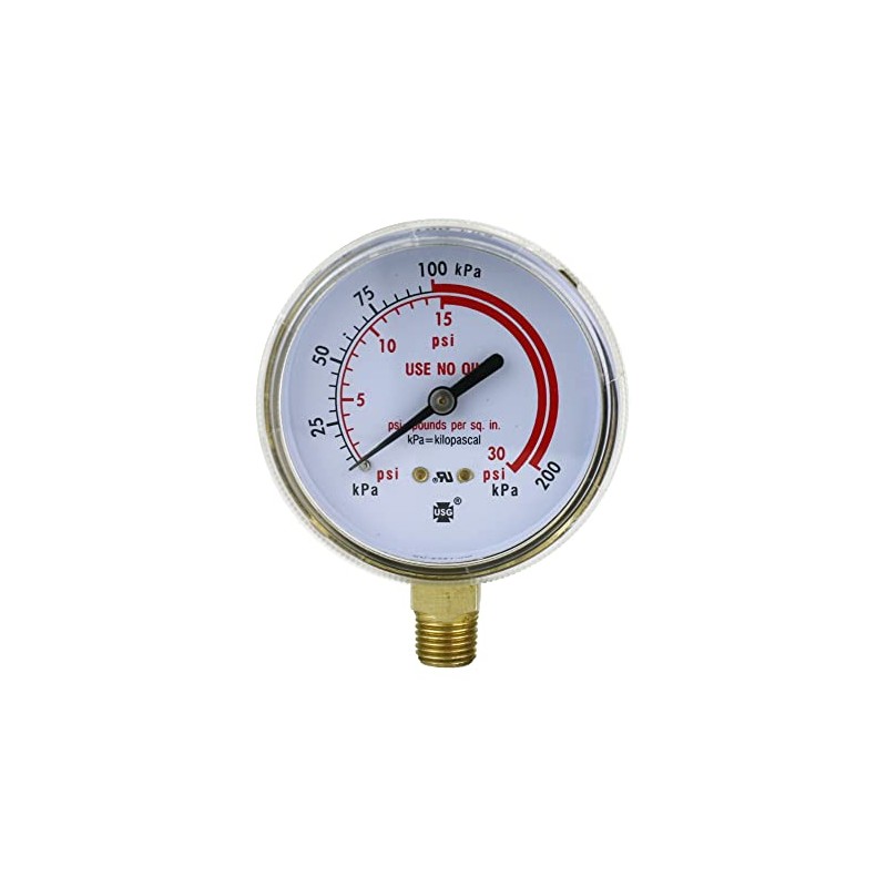 Low-Pressure Gauge for Heavy-Duty Acetylene/Propane Regulators 0-30 psi - 2.5
