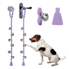 GINIDEAR Handmade Dog Doorbell, Bell for Dogs to go outside, Macrame Puppy training bells, Purple 2 Pack