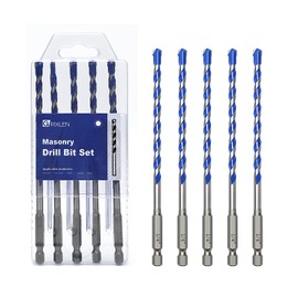 5 Pack 1/4 inch Masonry Drill Bit Set,Concrete Drill Bit Set with Hex Shank,Carbide Tip Drill Bits for Concrete, Cement,Tile,Brick, Plastic, and Ceramic (1/4"（5 Pcs）)