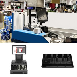 Joyzan Cash Register, Money Storage Drawer Insert Tray Portable Currency Till Removable Case Replacement Market Organizer Box 5 Bill 4 Coin Compartments Commercial Home Supermarkets Shop Hotels Black