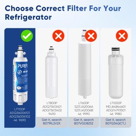 PUREPLUS LT700P NSF 53&42 Certified Replacement for LG ADQ36006101 Kenmore 469690, ADQ36006102, LFXS30766S, LFX28968ST, LFX31925ST, LFX31945ST, LT120F Refrigerator Water and Air Filter Combo, 3Pack