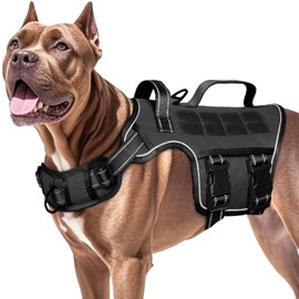 RunFido Heavy Duty Dog Harness for Large Dogs, No Pull Dog Harness with Handle, No Choke Padded Adjustable Military K10 Easy Put on Service Dog Vest for Walking, Training, Hiking