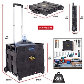 dbest Products Quik Carro sin Tapa de Viaje portátil de Almacenamiento móvil Plegable Carro de Mano Resistente, Negro