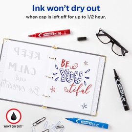 Avery Marks-A-Lot Permanent Markers, Regular Desk-Style Size, Chisel Tip, Water and Wear Resistant, 4 Assorted Markers (07905)