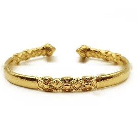 AT Jewellery - 9ct Yellow Gold Filled Ladies Carved Torque Bracelet Bangle