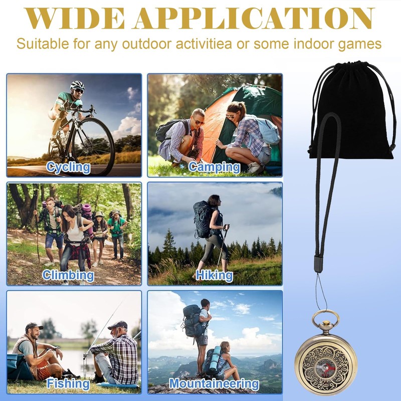 WUERKIYA Hiking Compass, Shockproof Waterproof Brass Hollow Camping Survival Tools