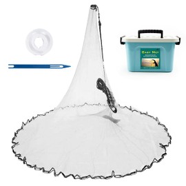Handmade American Saltwater Fishing Cast Net, BETTER LEADER Fish Net for Bait Trap 3/4/5/6/8 FT Radius with Heavy Duty Real Zinc Sinker Weights Fishing Net for Freshwater and Saltwater