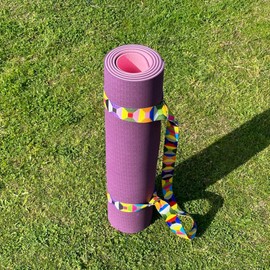 2 Pack Handmade Yoga Mat Strap, Handmade Yoga Mat Thick, Handmade Yoga Mat Carrier Strap, Handmade Yoga Mat Bag Strap | (Pyramide and Tropical)