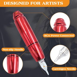 Machine Kit - Ruicoo Machine Kit with Rotary Professional Pen wireless Power Supply 40Pcs Needles Practice Skin for Artists and Supplies