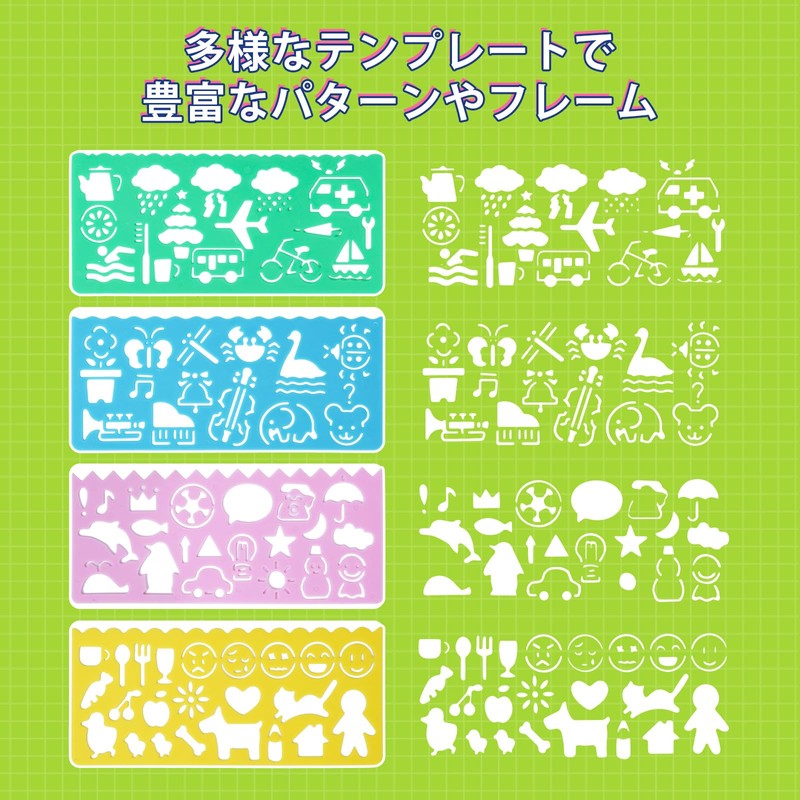 UCEC Ruler Elementary School Student Template with Rolling Ruler, Multi-functional,