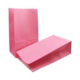EMAAN 24 Pack Pink Party Goody Bags 5.1 X 3.1 X 9.4 Inch Small Paper Treat Bags for Wedding Girl's Birthday Baby Shower Valentine's Day Party Snack Candy Favor Bags (Pink)