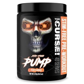JNX SPORTS The Curse! Pump – Stim-Free Pre-Workout | Peach Mango 40 Serves | Caffeine-Free Pump Pre Workout, Non-Stim Nitric Oxide Preworkout for Men 
