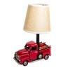 YCHTEWY-Unique Rustic Red Vintage Truck USB Table Lamp with Burlap